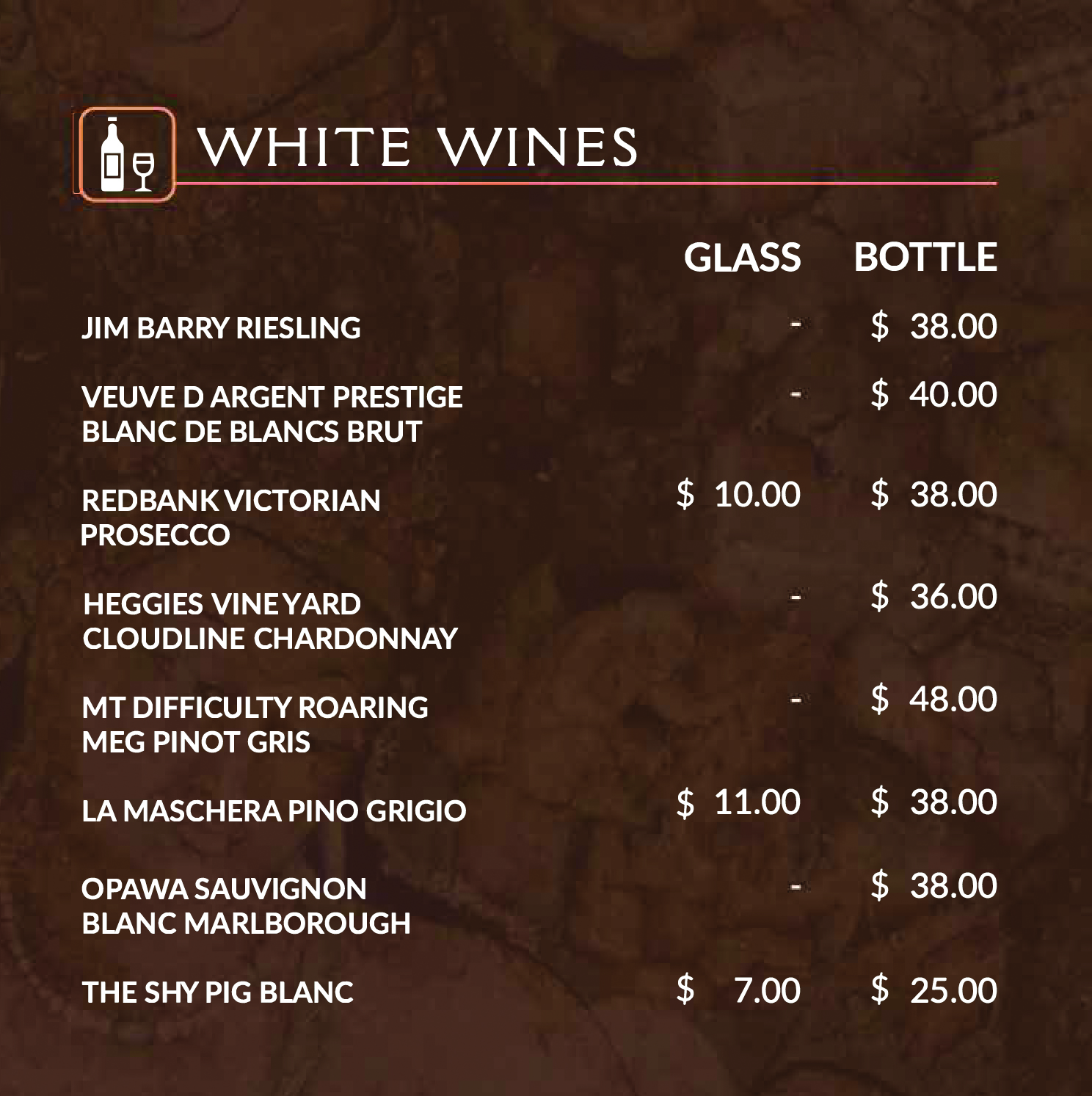 drinks menu